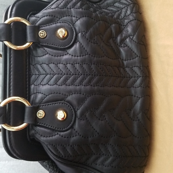 TJ Collection Black Doctor Style Bag, Genuine Leather, NWOT - Picture 5 of 10